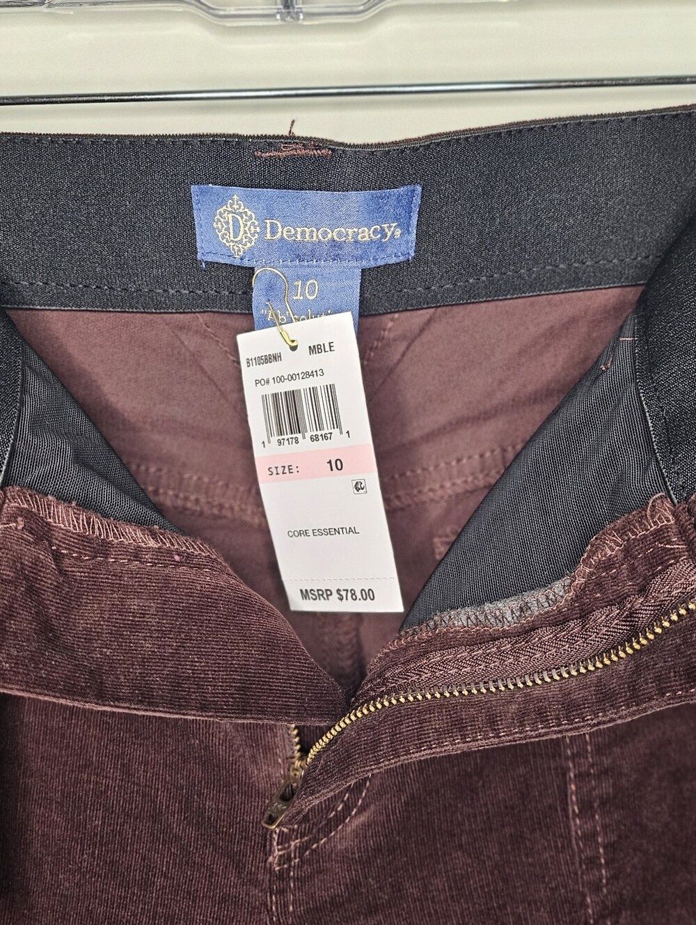Democracy AbSolution Burgundy Wine Velvet Corduroy Pants 10 Relaxed Fit Stretch - Picture 7 of 13